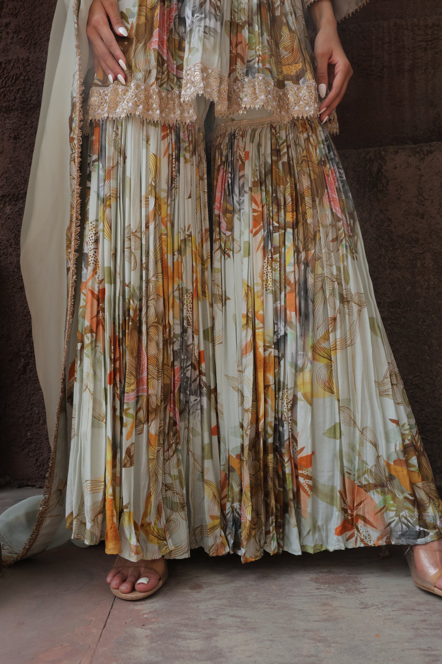 Reyna A-Line Sharara - Green