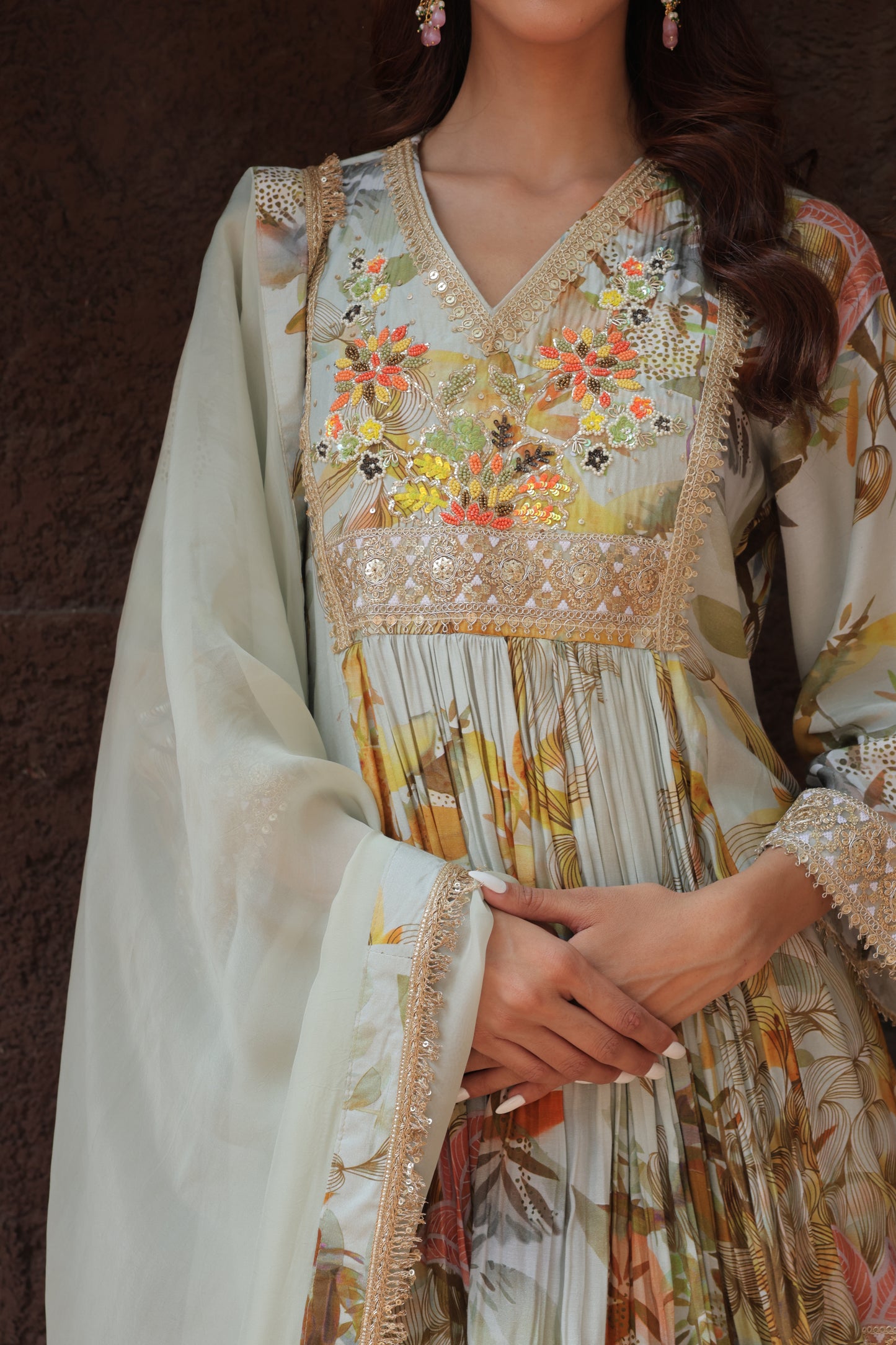 Reyna A-Line Sharara - Green