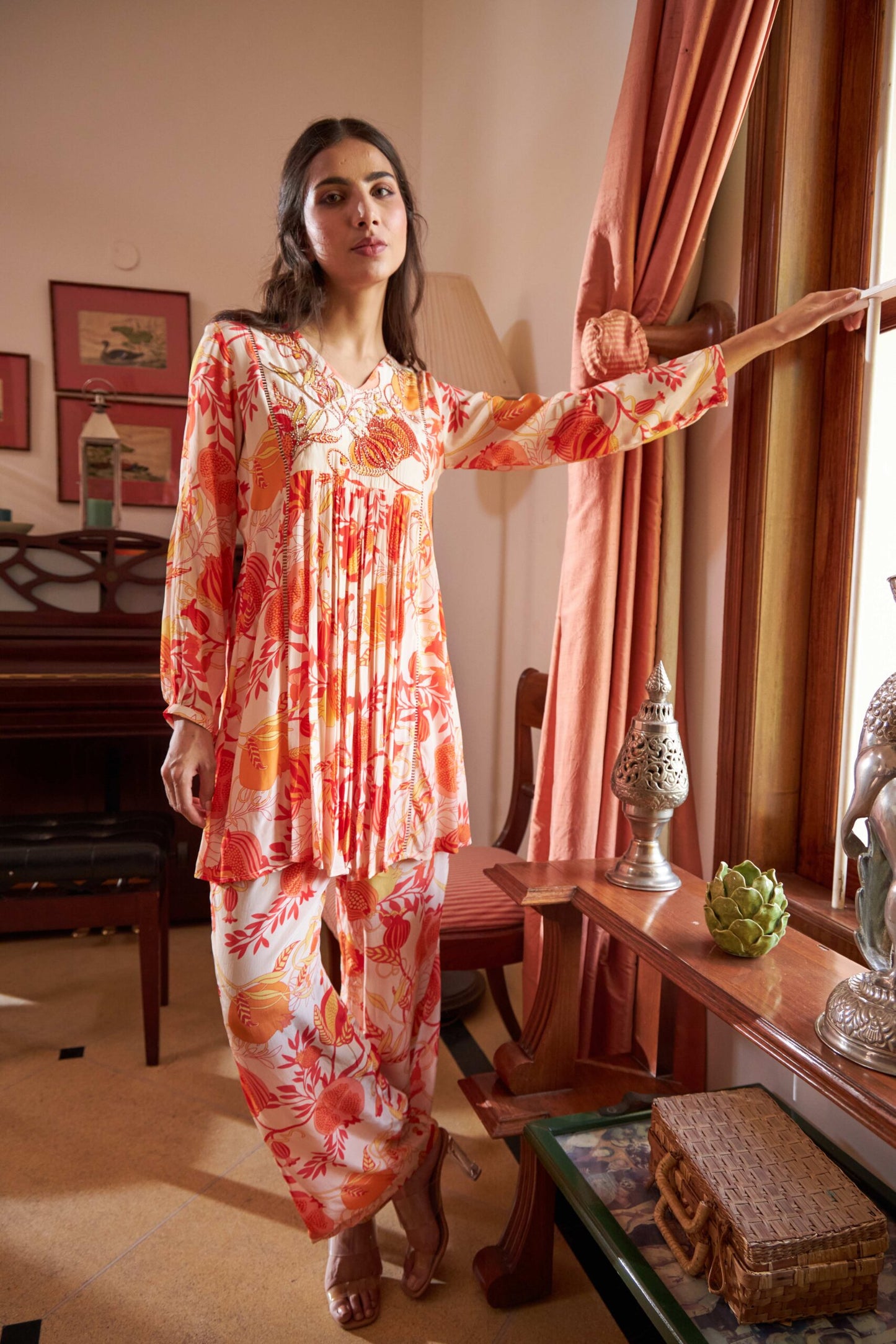 Sia Co-ord Set - Cream & Orange