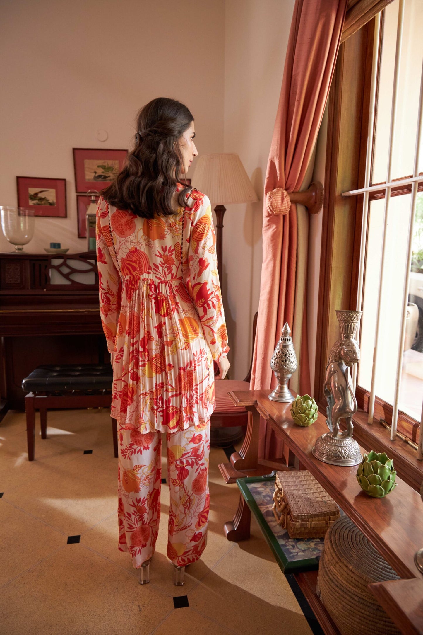 Sia Co-ord Set - Cream & Orange