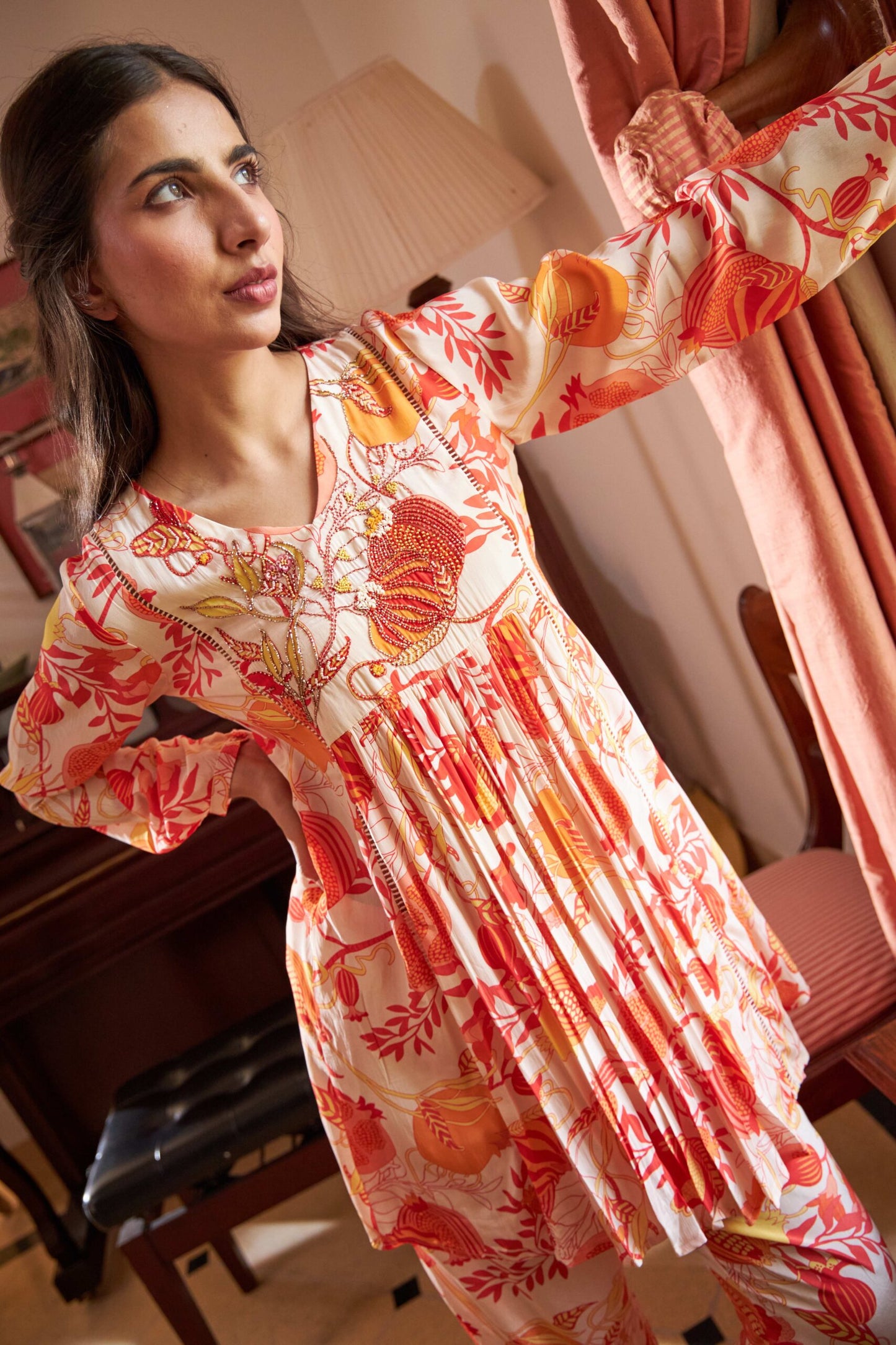 Sia Co-ord Set - Cream & Orange