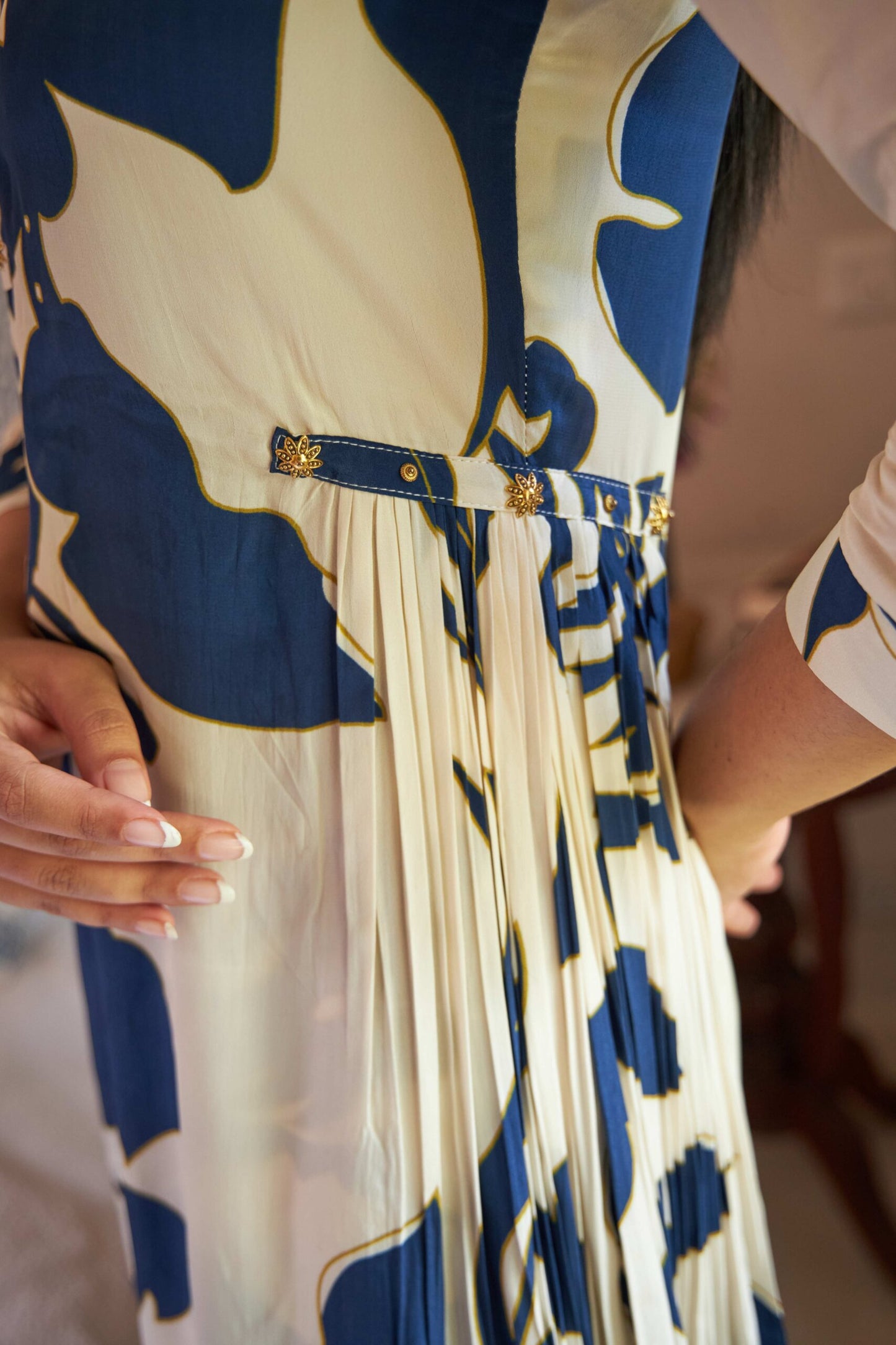 Aarohi Co-ord Set - White & Blue