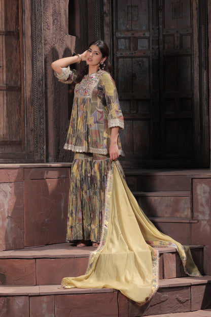 Saisha A-Line Sharara - Yellow