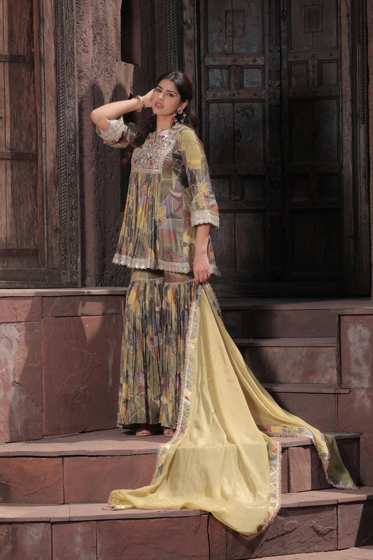 Saisha A-Line Sharara - Yellow