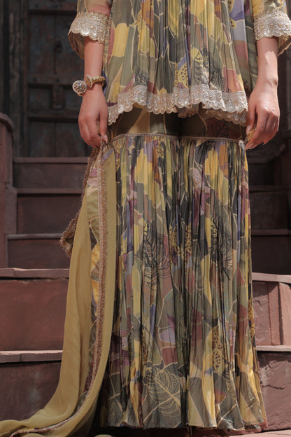 Saisha A-Line Sharara - Yellow