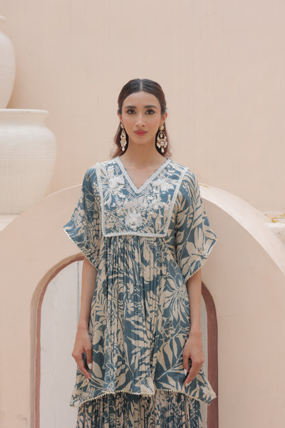 Aaina Kaftan Sharara - Blue