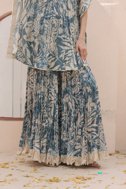 Aaina Kaftan Sharara - Blue