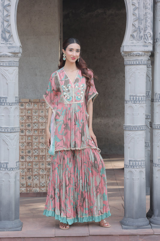 Inaaya Kaftan Sharara - Pink
