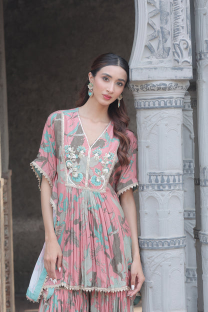 Inaaya Kaftan Sharara - Pink
