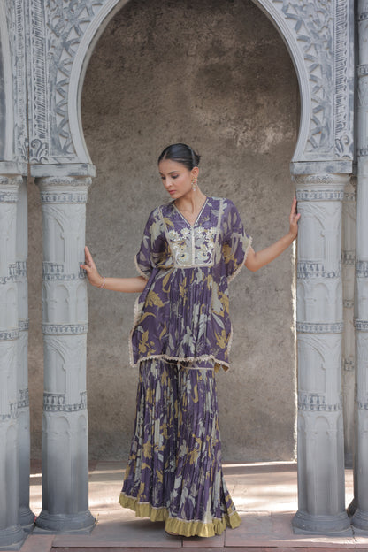 Inaaya Kaftan Sharara Purple