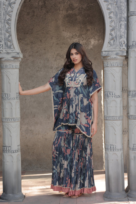 Inaaya Kaftan Sharara - Navy Blue