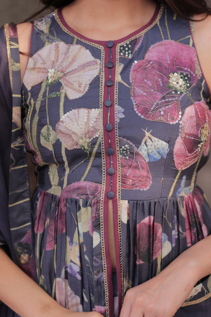 Dandelion Peplum Sharara - Purple