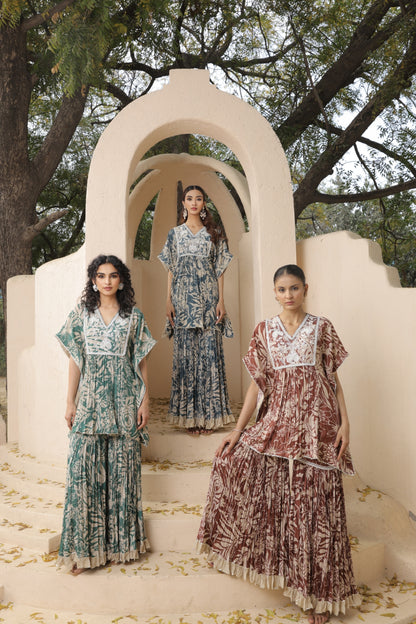 Aaina Kaftan Sharara - Brown