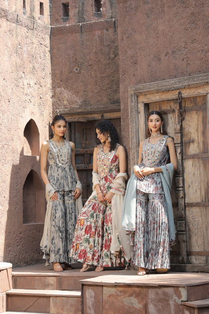 Dainty Mirror Sharara - Beige