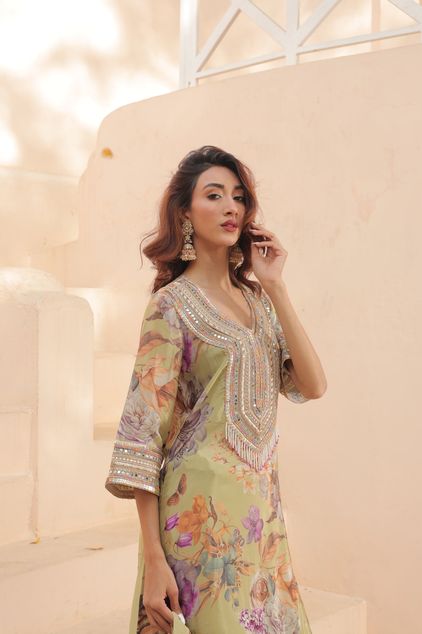 Avyaa Floral Dhoti - Green