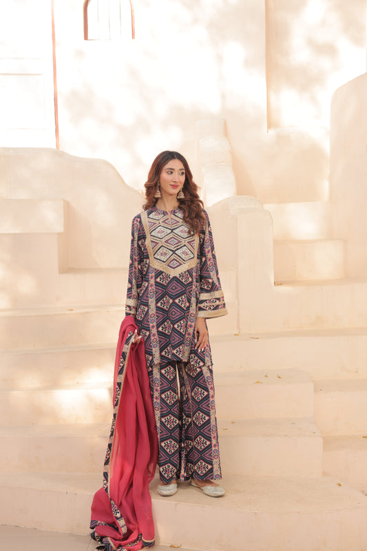 Nia Chevron Suit - Purple