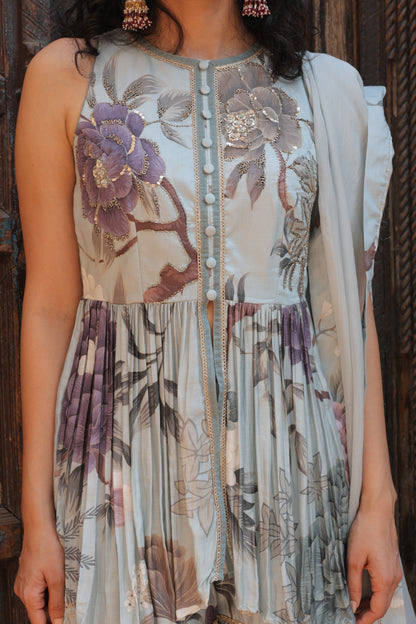 Gul Peplum Sharara - Blue