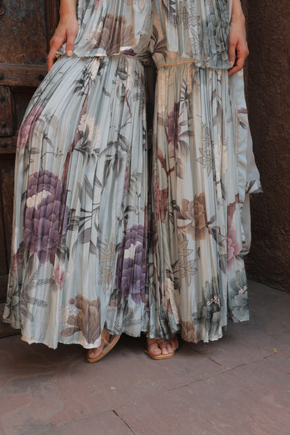 Gul Peplum Sharara - Blue