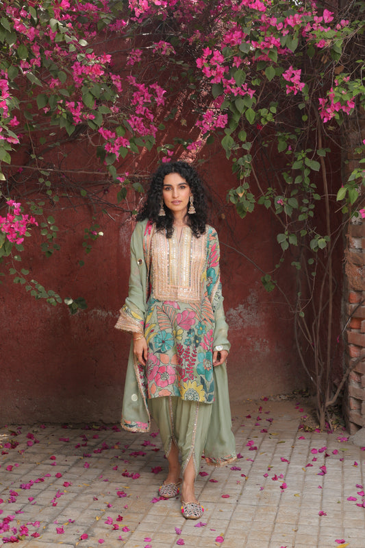 Inayat Tulip Dhoti - Green