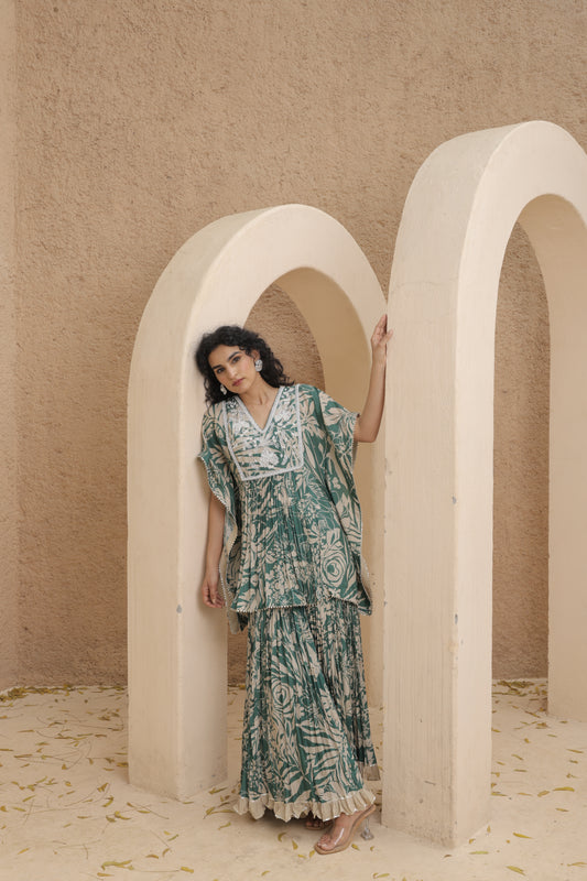 Aaina Kaftan Sharara - Green
