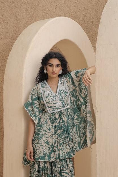 Aaina Kaftan Sharara - Green