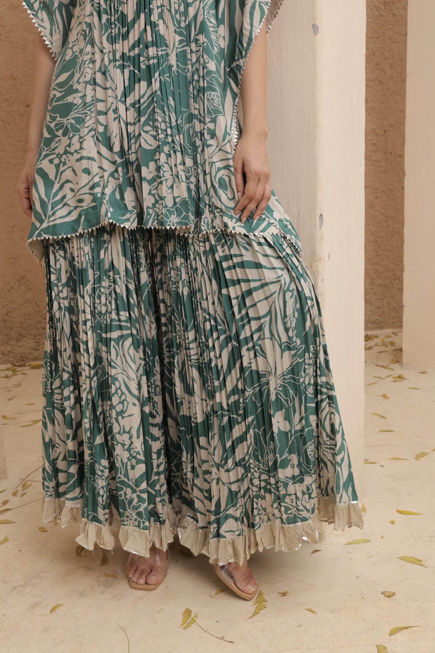 Aaina Kaftan Sharara - Green