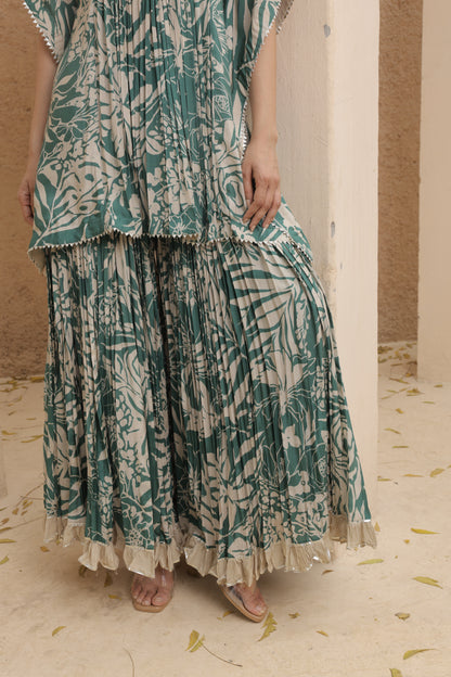 Aaina Kaftan Sharara - Green