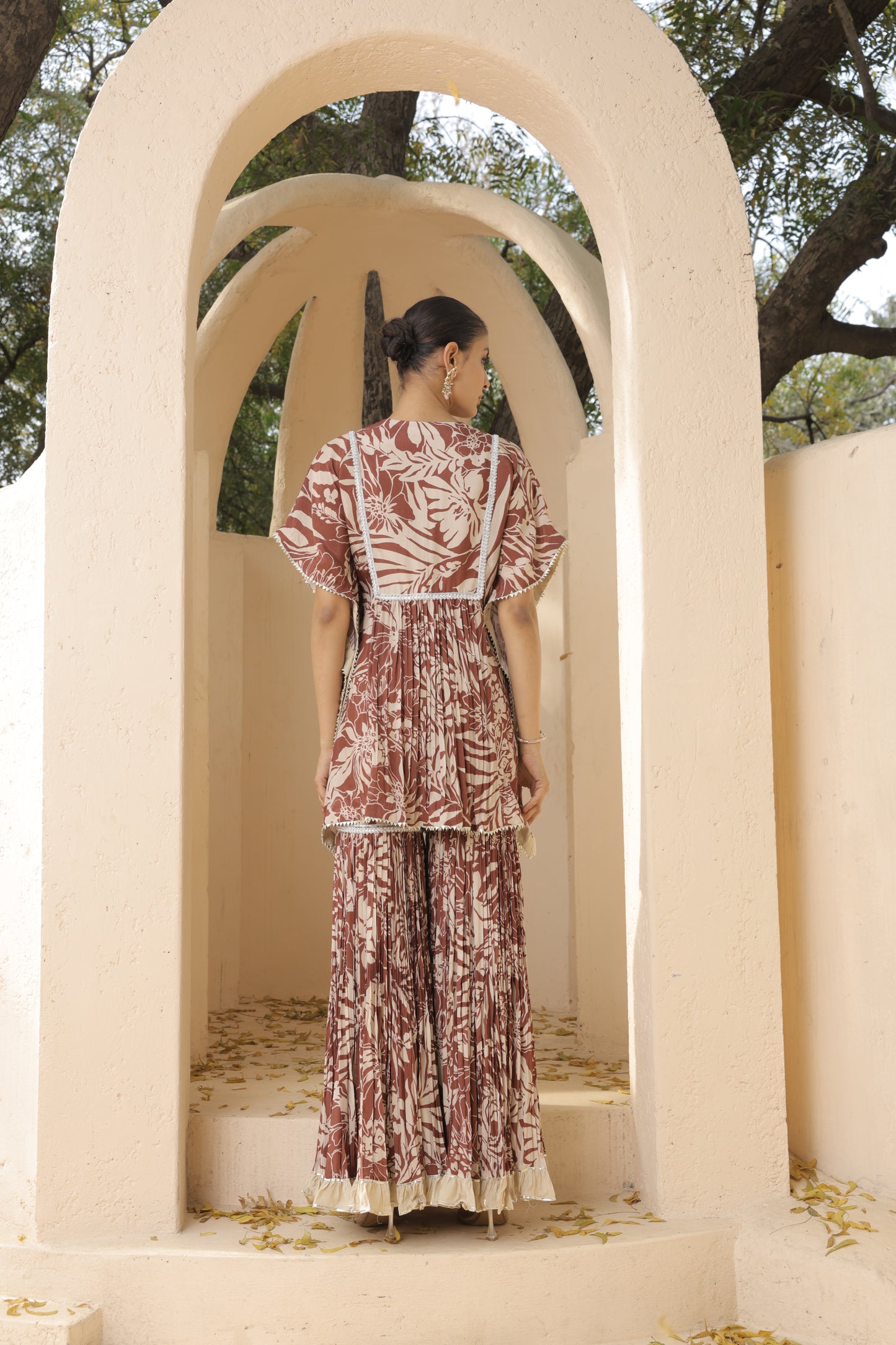 Aaina Kaftan Sharara - Brown
