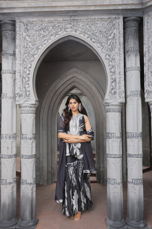 Daisy Peplum Sharara - Black