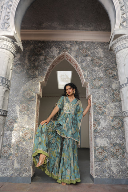 Inaaya Kaftan Sharara - Green