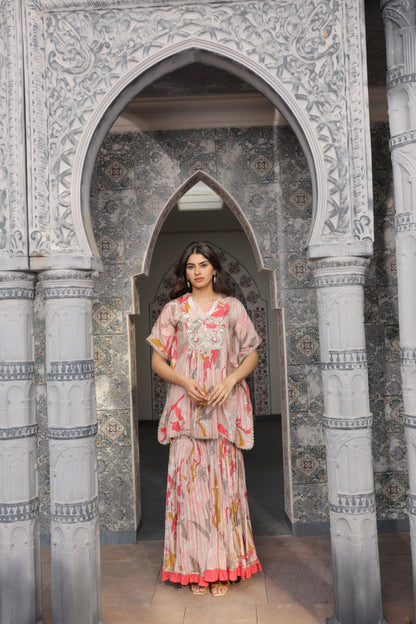 Inaaya Kaftan Sharara - Peach