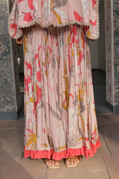 Inaaya Kaftan Sharara - Peach
