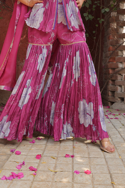Sangria Peplum Sharara - Pink