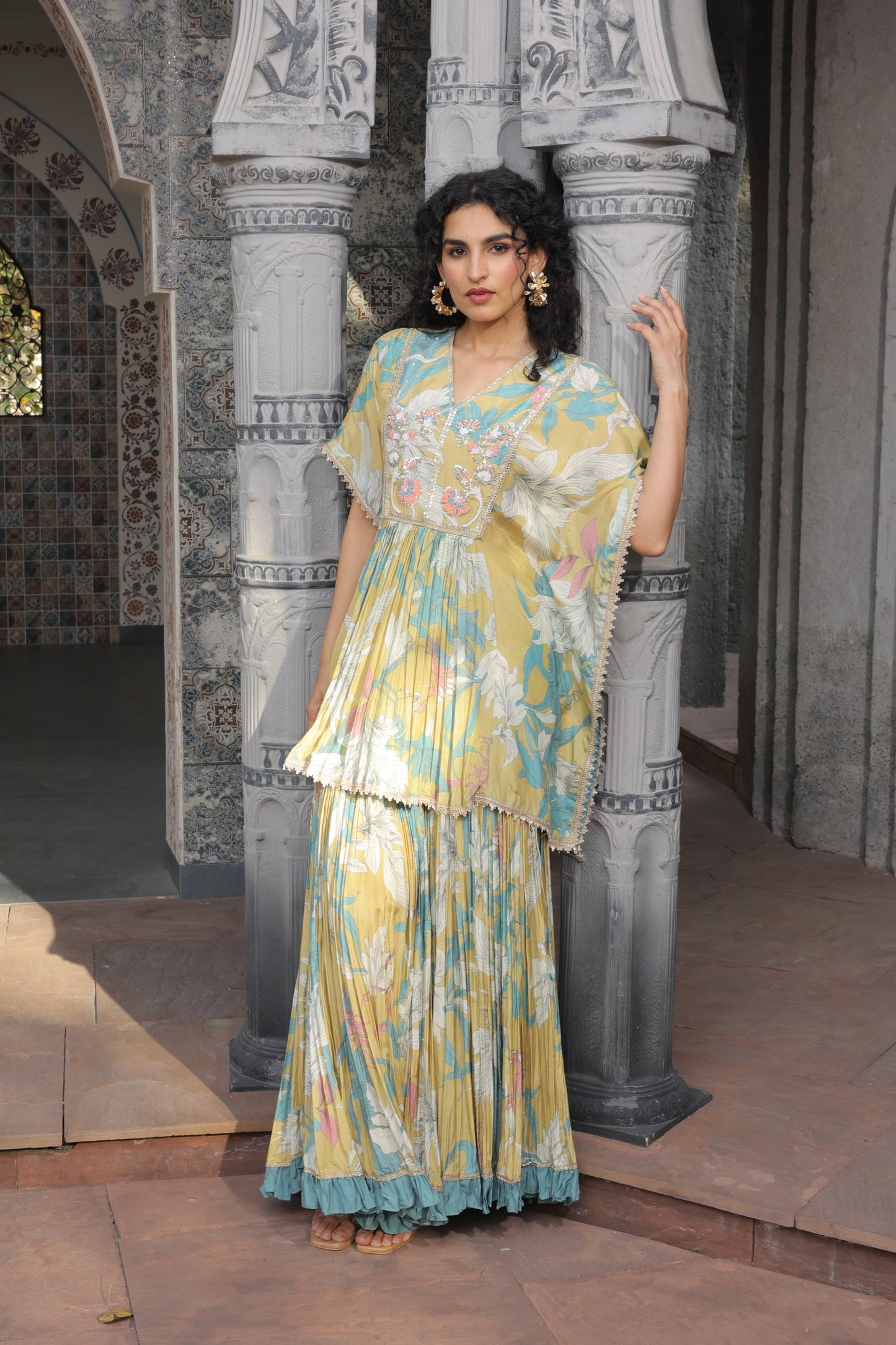 Inaaya Kaftan Sharara - Yellow