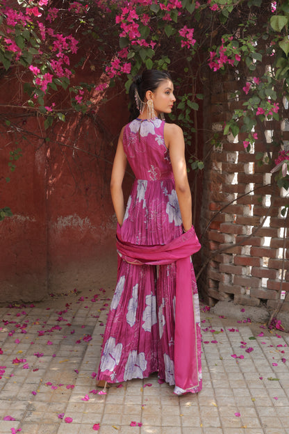 Sangria Peplum Sharara - Pink