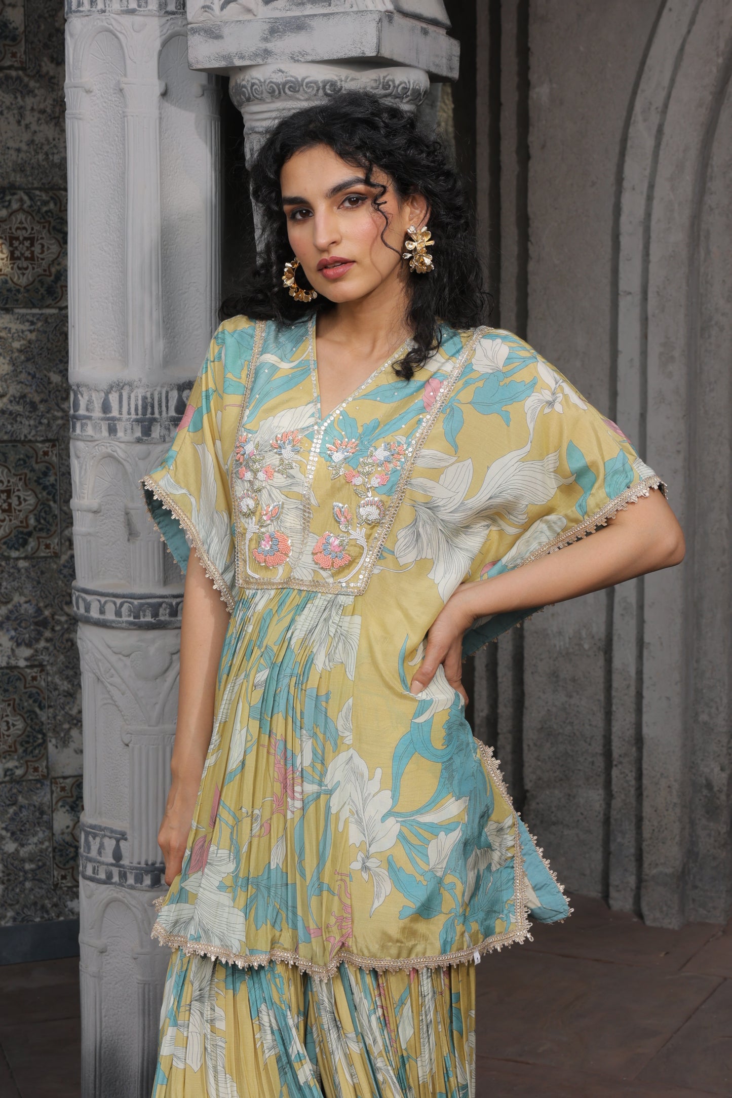 Inaaya Kaftan Sharara - Yellow