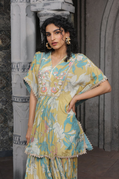 Inaaya Kaftan Sharara - Yellow