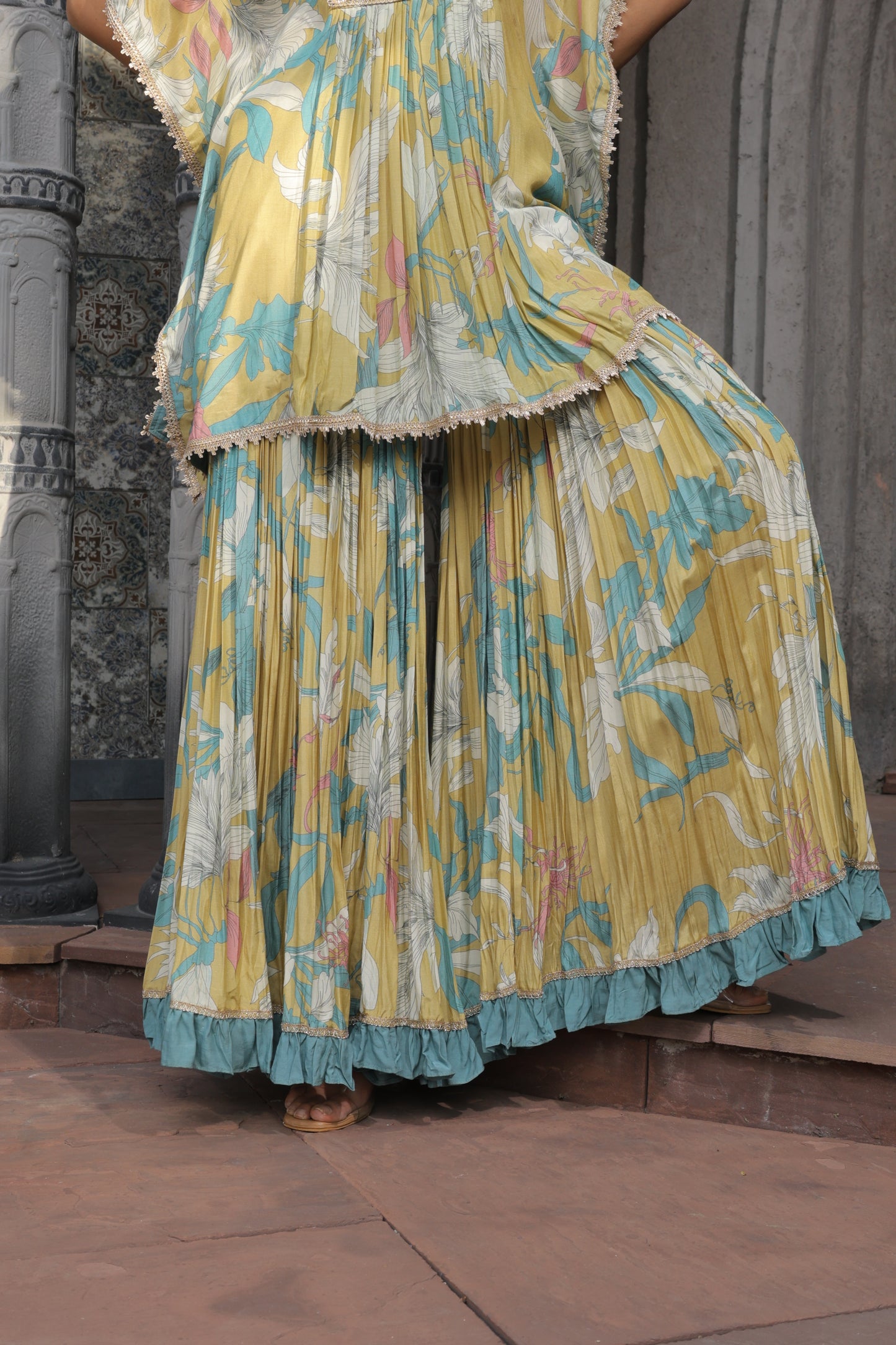 Inaaya Kaftan Sharara - Yellow