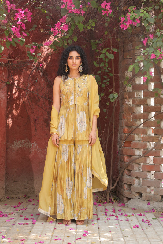 Sangria Peplum Sharara - Yellow