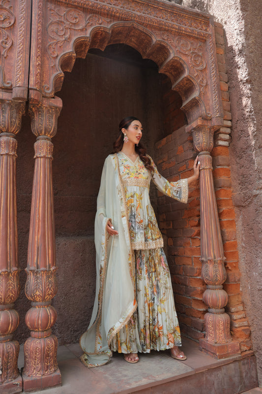 Reyna A-Line Sharara - Green