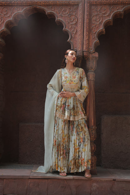 Reyna A-Line Sharara - Green