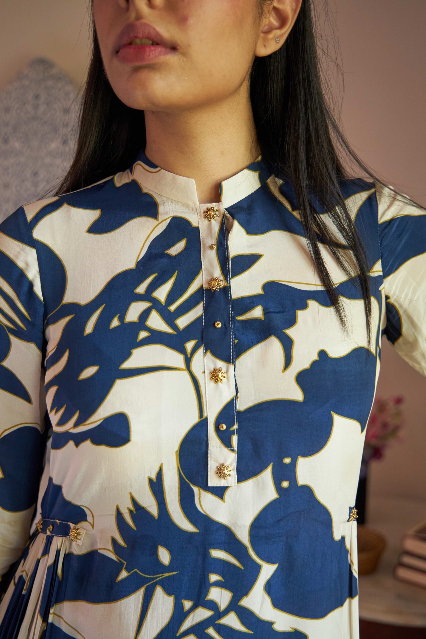 Aarohi Co-ord Set - White & Blue