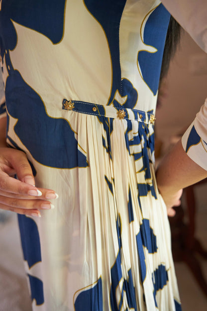 Aarohi Co-ord Set - White & Blue