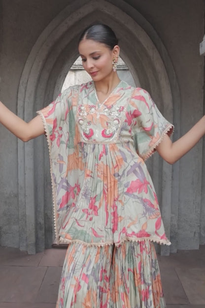 Inaaya Kaftan Sharara - Grey