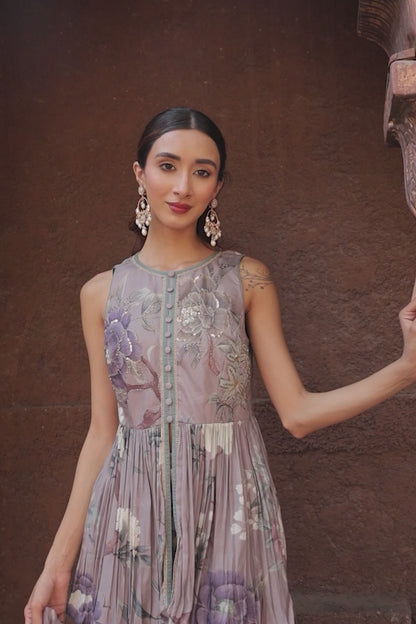 Gul Peplum Sharara - Purple