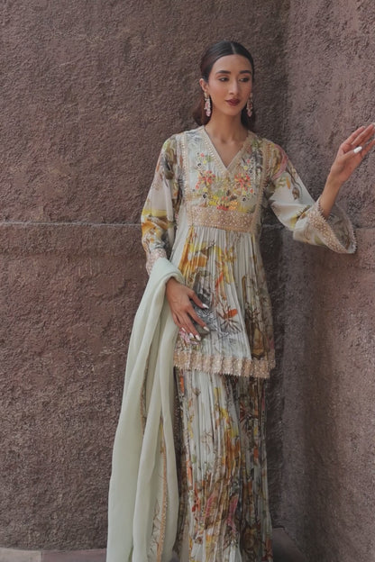 Reyna A-Line Sharara - Green