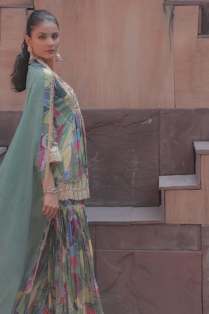 Saisha A-Line Sharara - Blue
