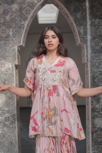 Inaaya Kaftan Sharara - Peach
