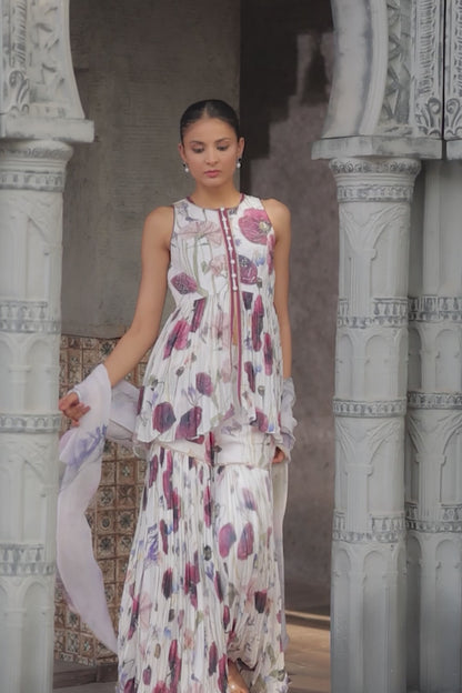 Dandelion Peplum Sharara - White