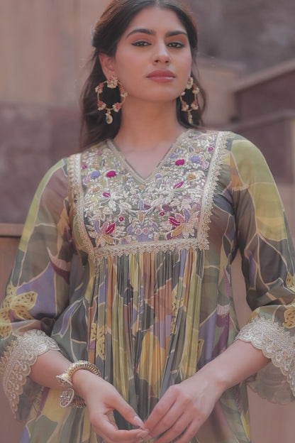 Saisha A-Line Sharara - Yellow